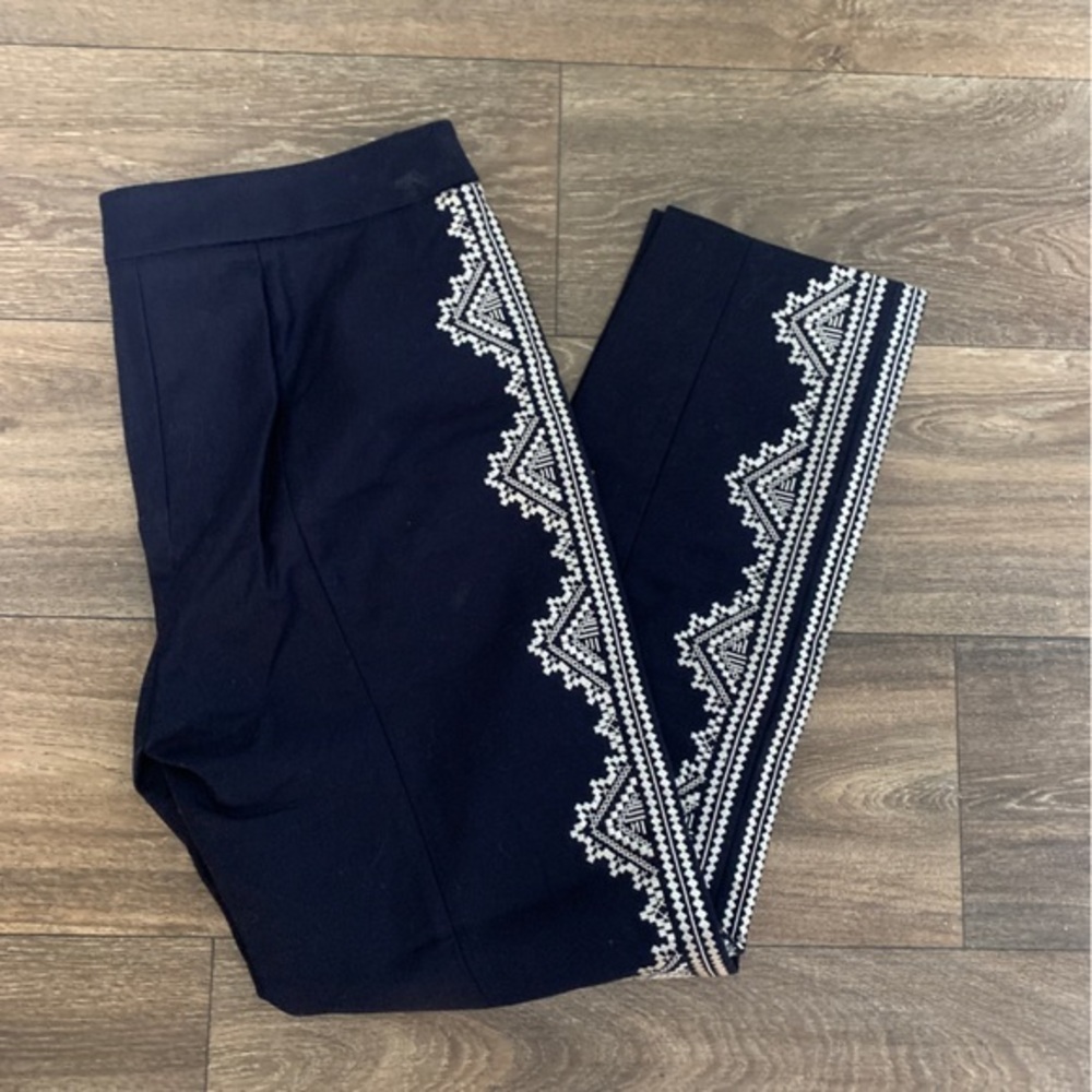 Adrianna Papell Navy Blue Mid Rise Slim Leg Ankle Pants sz 4-0019